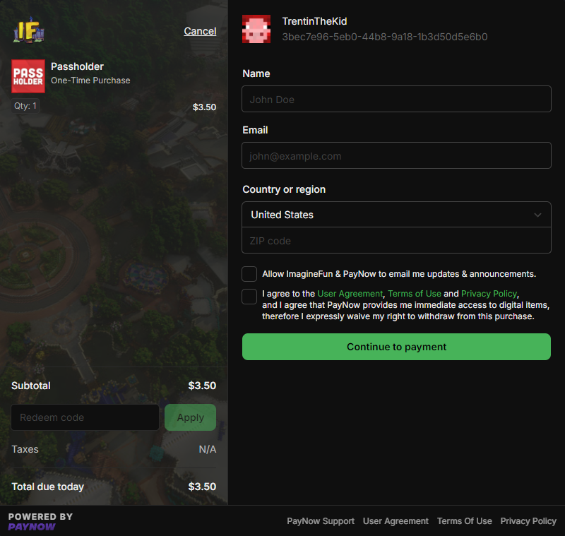 PayNow Overlay Example